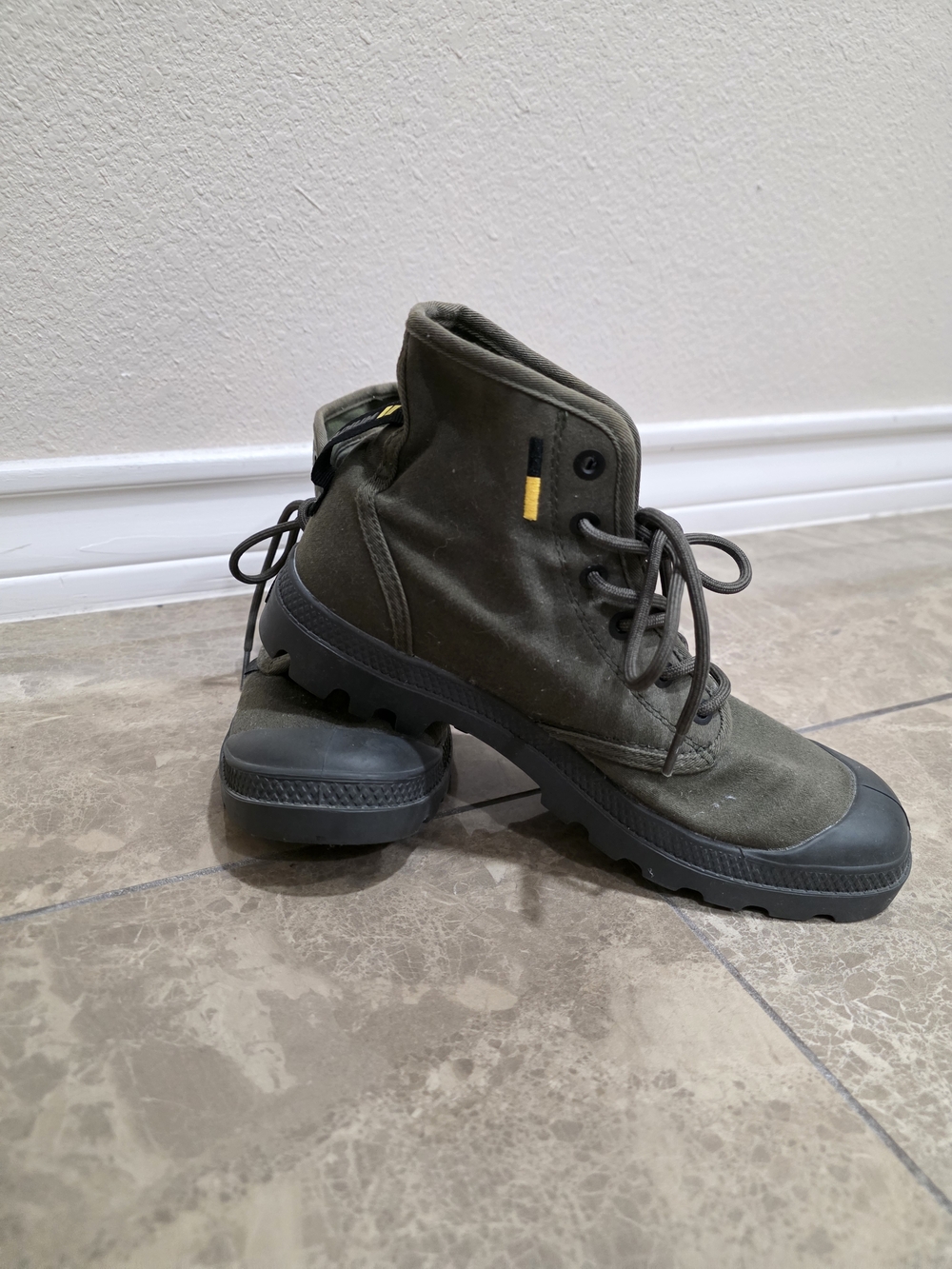Palladium Olive Green Canvas Combat Boots